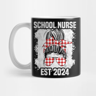 School Nurse Est 2024, Funny Messy Bun Nursing Mug